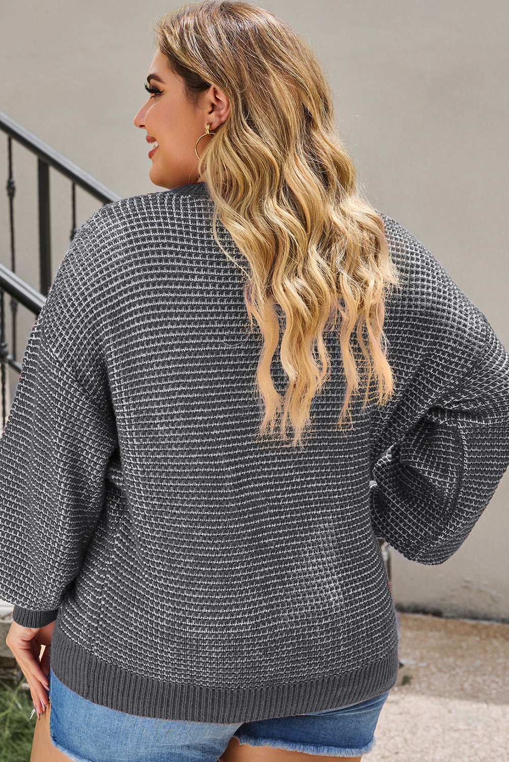 Plus Size Waffle-Knit Sweater in 5 Colors