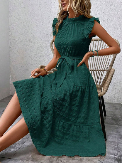 Tied Ruffled Midi Dress in 7 Colors