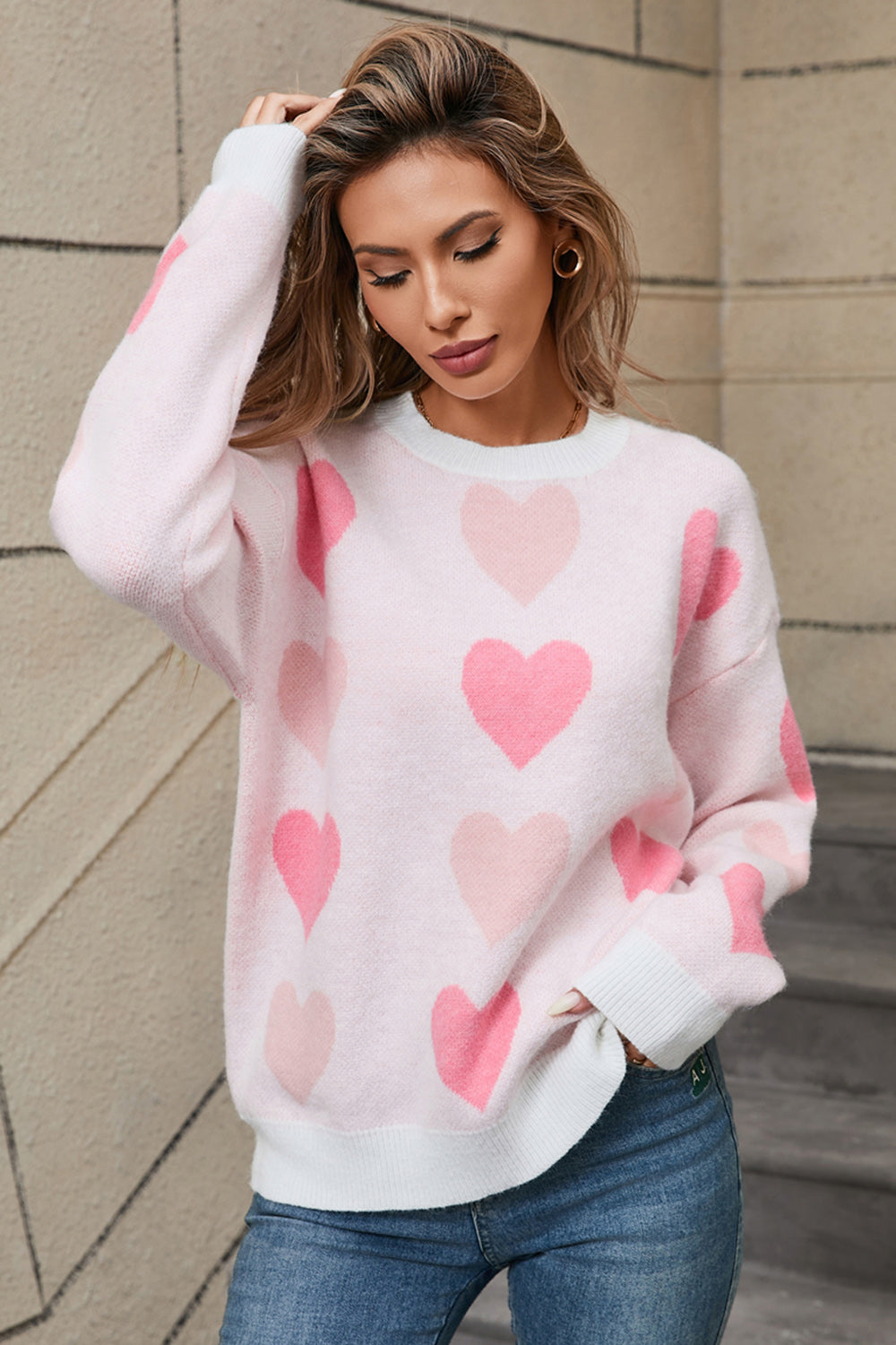 Heart Long Sleeve Sweater in 2 Colors