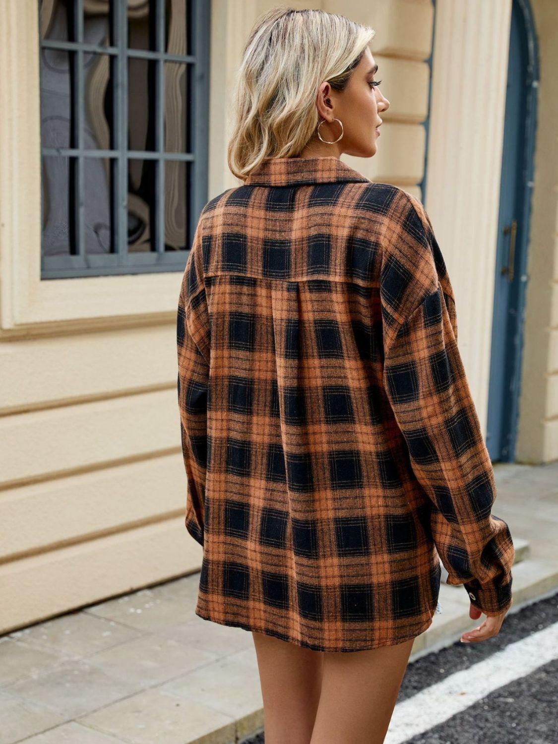 Plaid Collared Neck Long Sleeve Shirt in 8 Colors