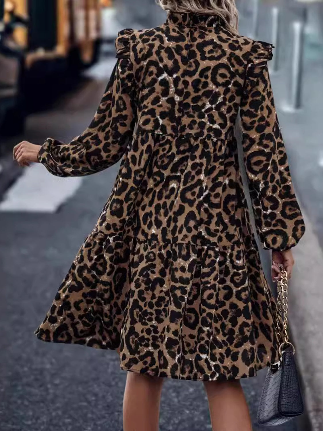 Ruffled Leopard Dress