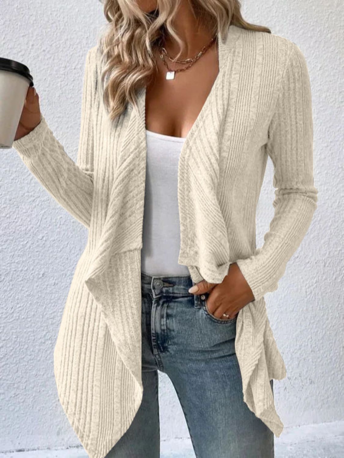 Full Size Open Front Cardigan in 3 Colors