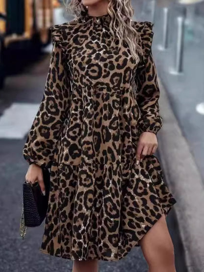 Ruffled Leopard Dress