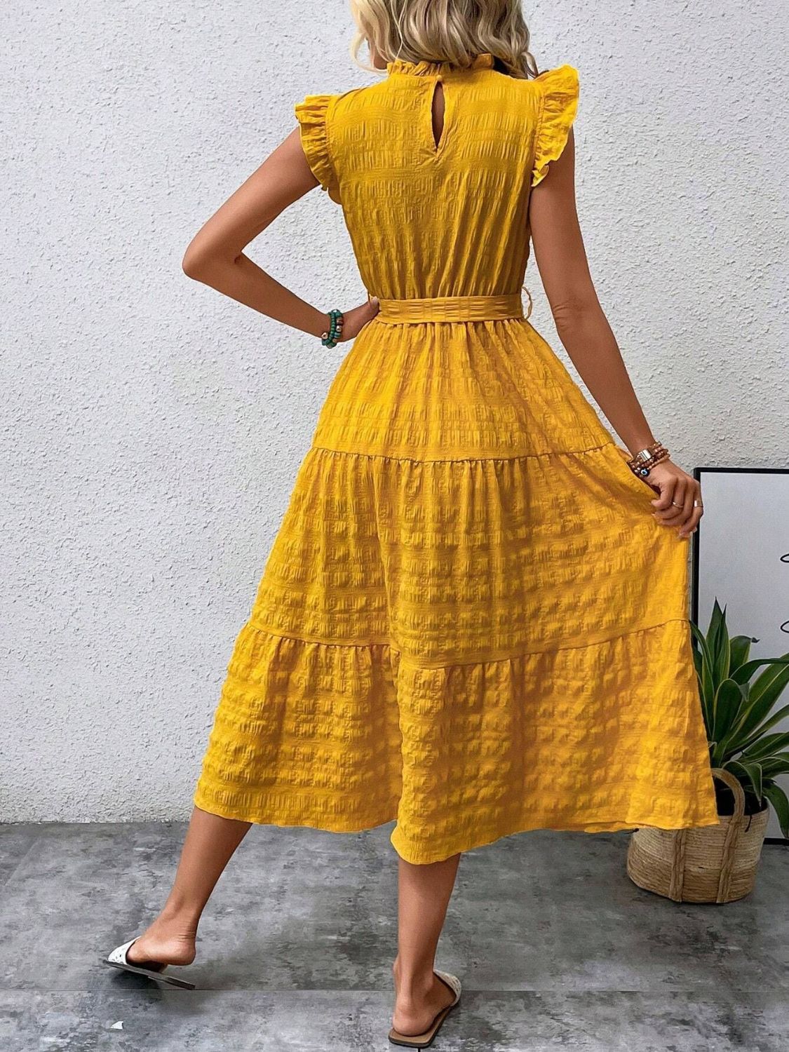 Tied Ruffled Midi Dress in 7 Colors