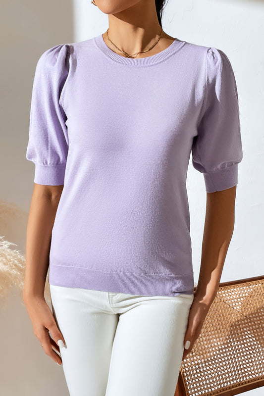 Puff Sleeve Knit Top in 5 Colors