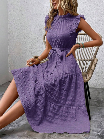 Tied Ruffled Midi Dress in 7 Colors