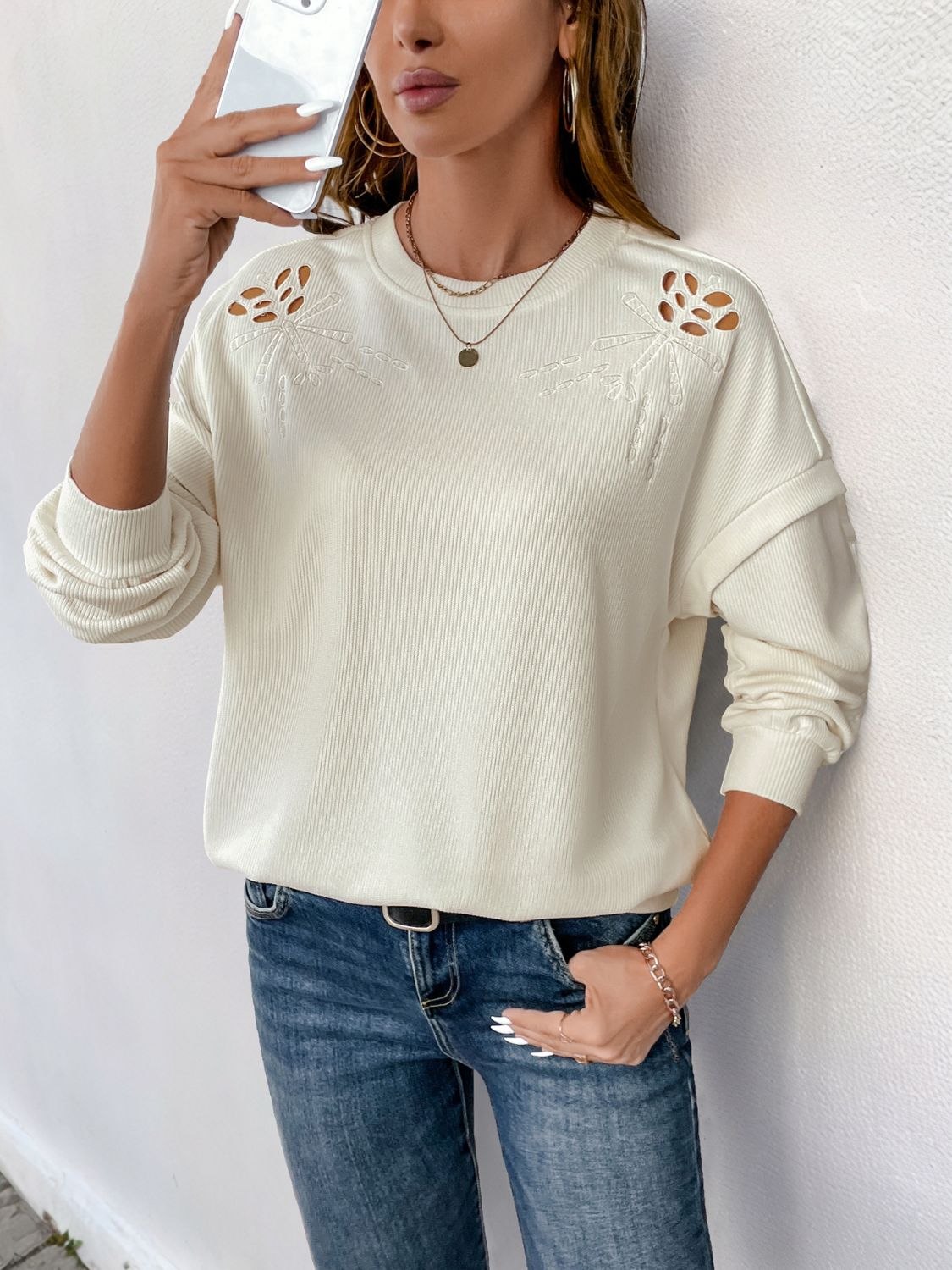 Cutout Long Sleeve Sweatshirt