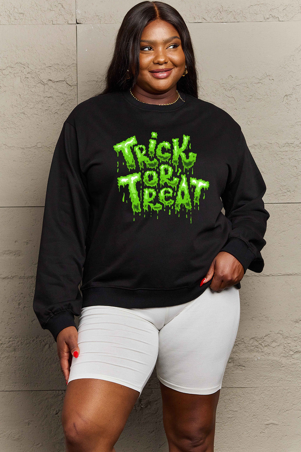 Full Size TRICK OR TREAT Graphic Sweatshirt in 6 Colors