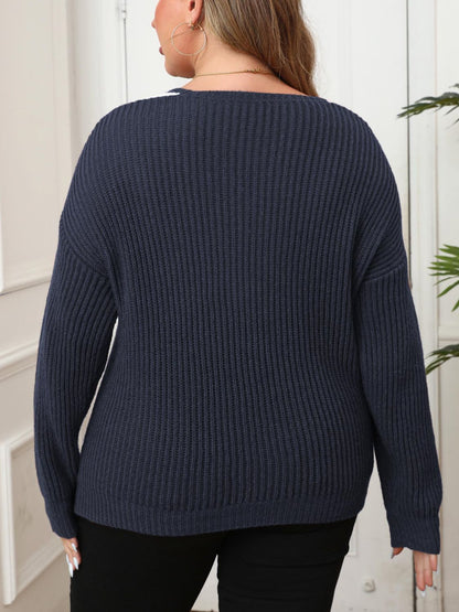 Plus Size Contrast Trim Sweater in 3 Colors