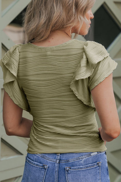 Textured Ruffle Top - Olive Ave