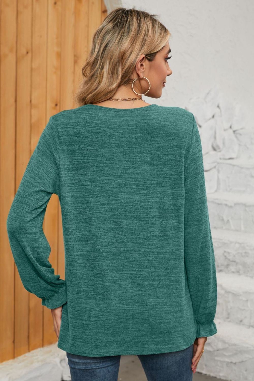 Ruched Flounce Sleeve Top in 7 Colors