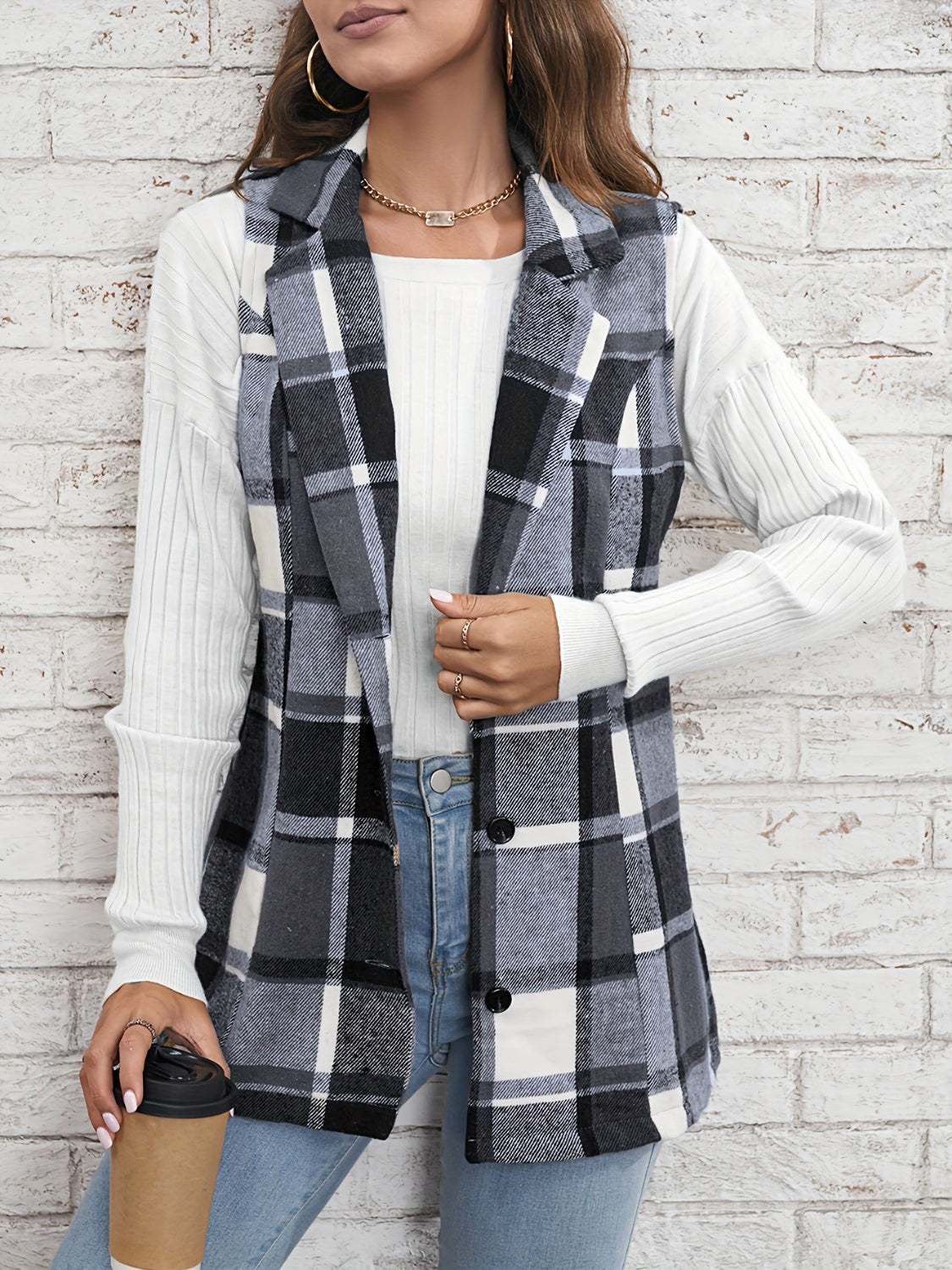 Plaid Vest Coat in 2 Colors