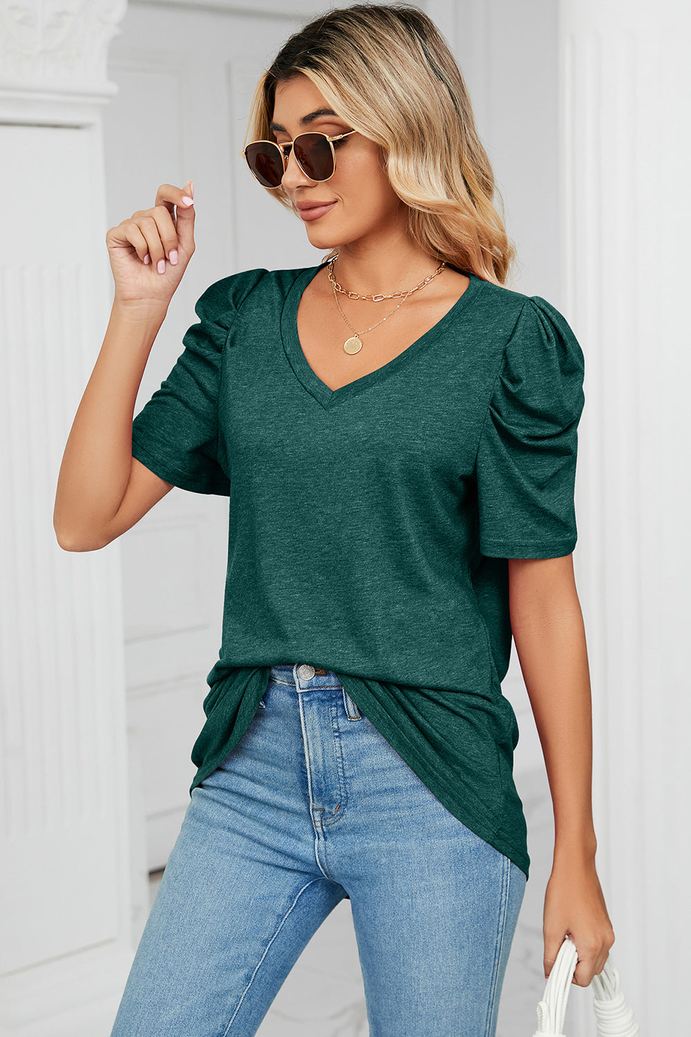 Heathered V-Neck Top in 6 Colors