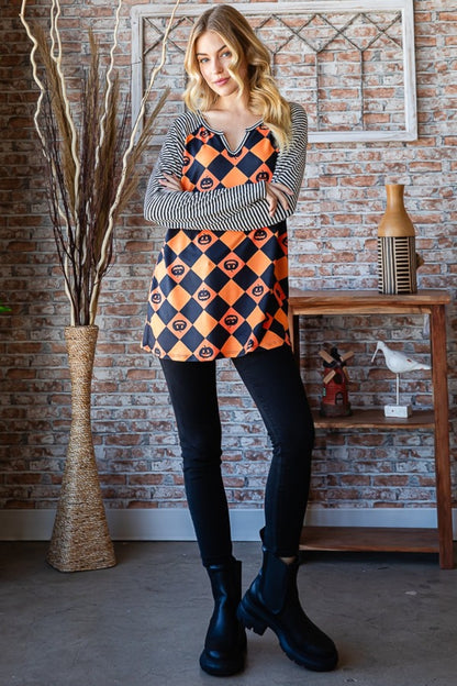 Full Size Checkered Pumpkin Top