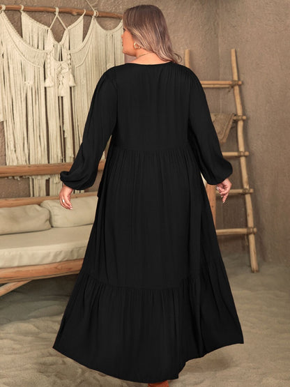 Plus Size Ruffled Long Sleeve Dress in 3 Colors