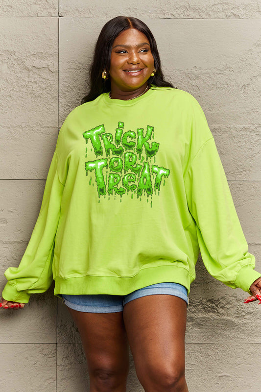 Full Size TRICK OR TREAT Graphic Sweatshirt in 6 Colors