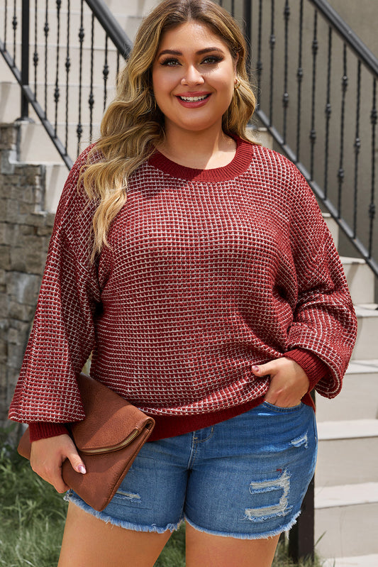 Plus Size Waffle-Knit Sweater in 5 Colors