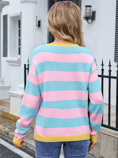 Striped Dropped Shoulder Sweater in 5 Colors