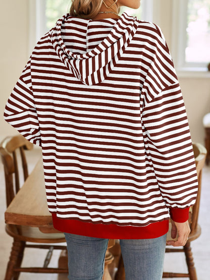 Drawstring Striped Hoodie in 6 Colors