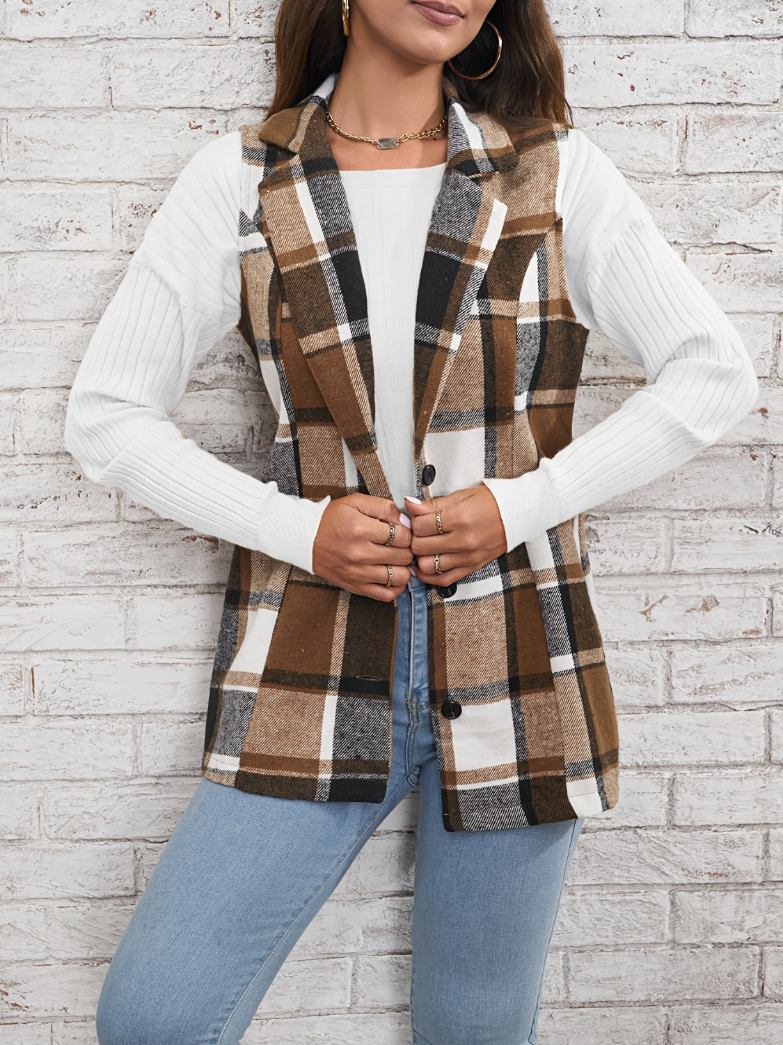 Plaid Vest Coat in 2 Colors