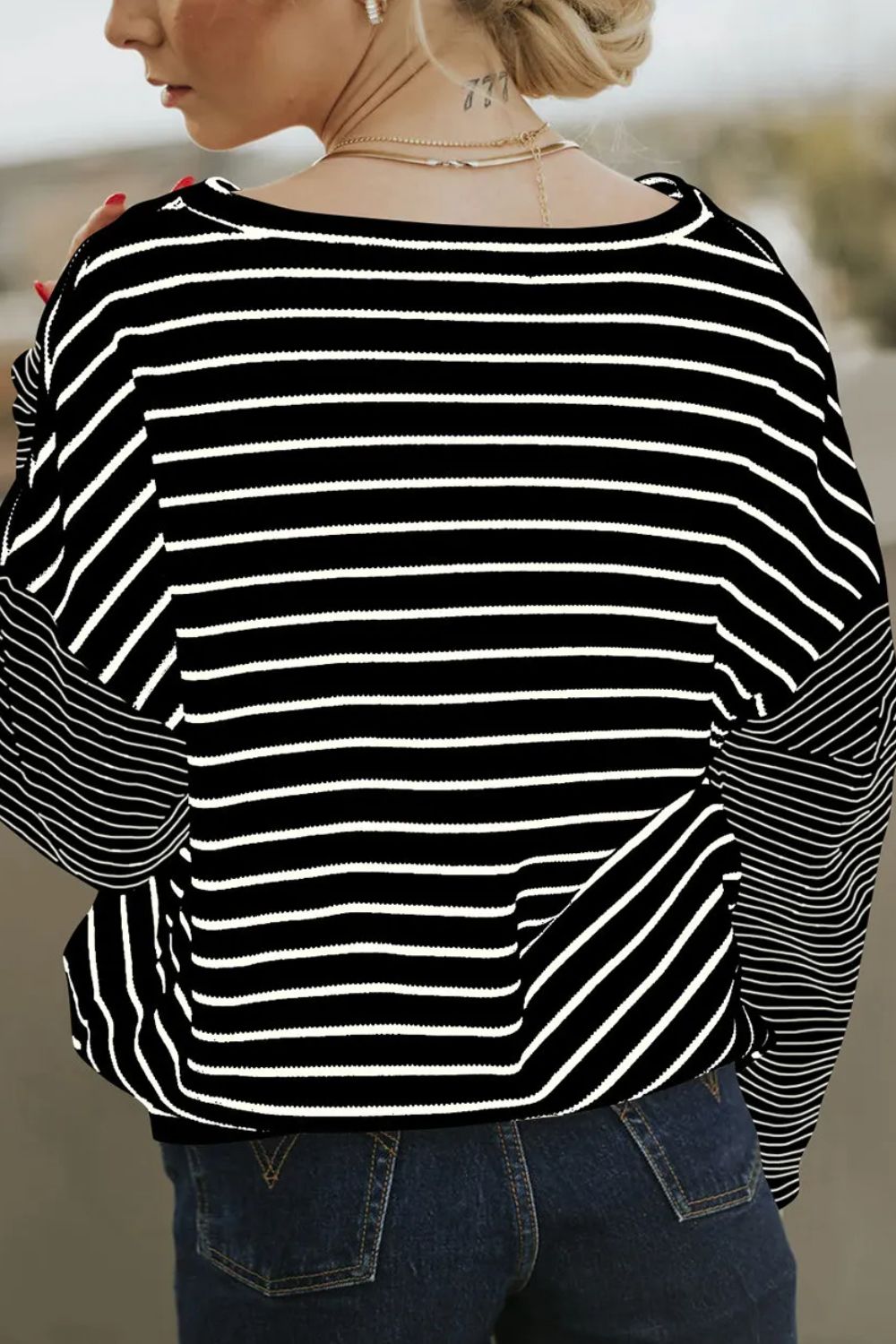 Striped Dropped Shoulder Top in 2 Colors