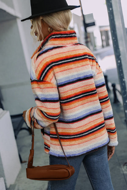 Striped Quarter Zip Sweatshirt