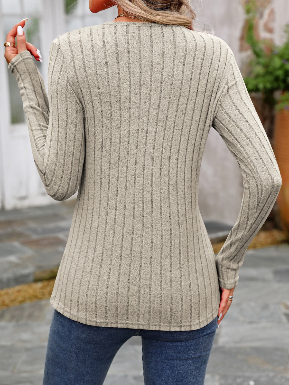 Decorative Button Long Sleeve Top in 8 Colors