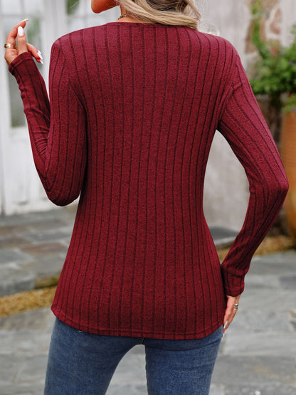 Decorative Button Long Sleeve Top in 8 Colors