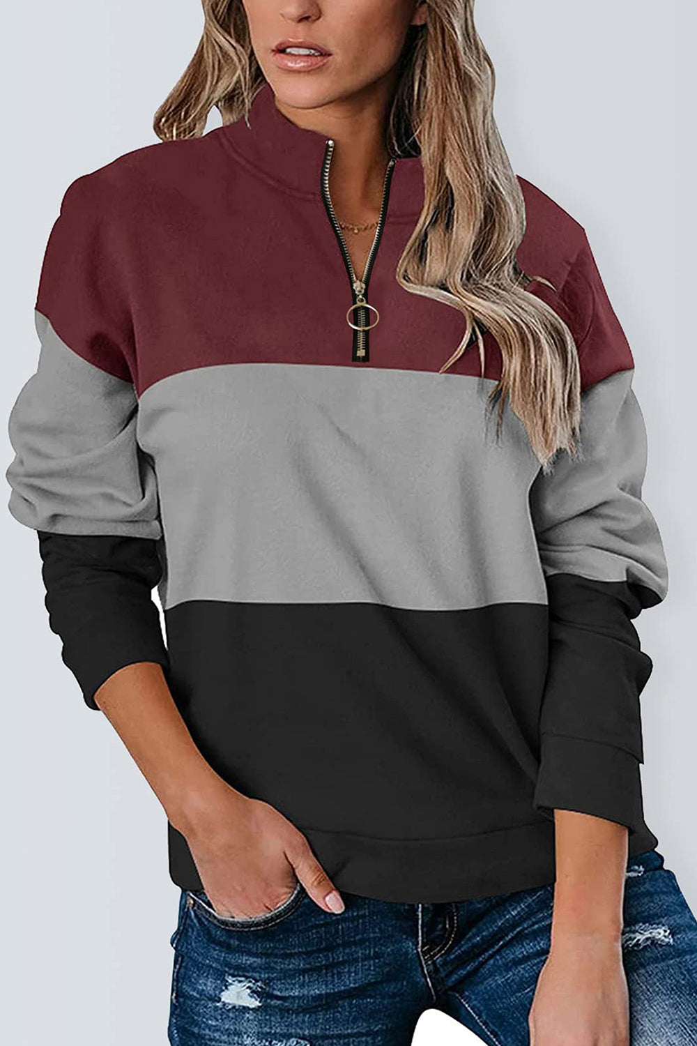 Full Size Color Block Sweatshirt in 3 Colors