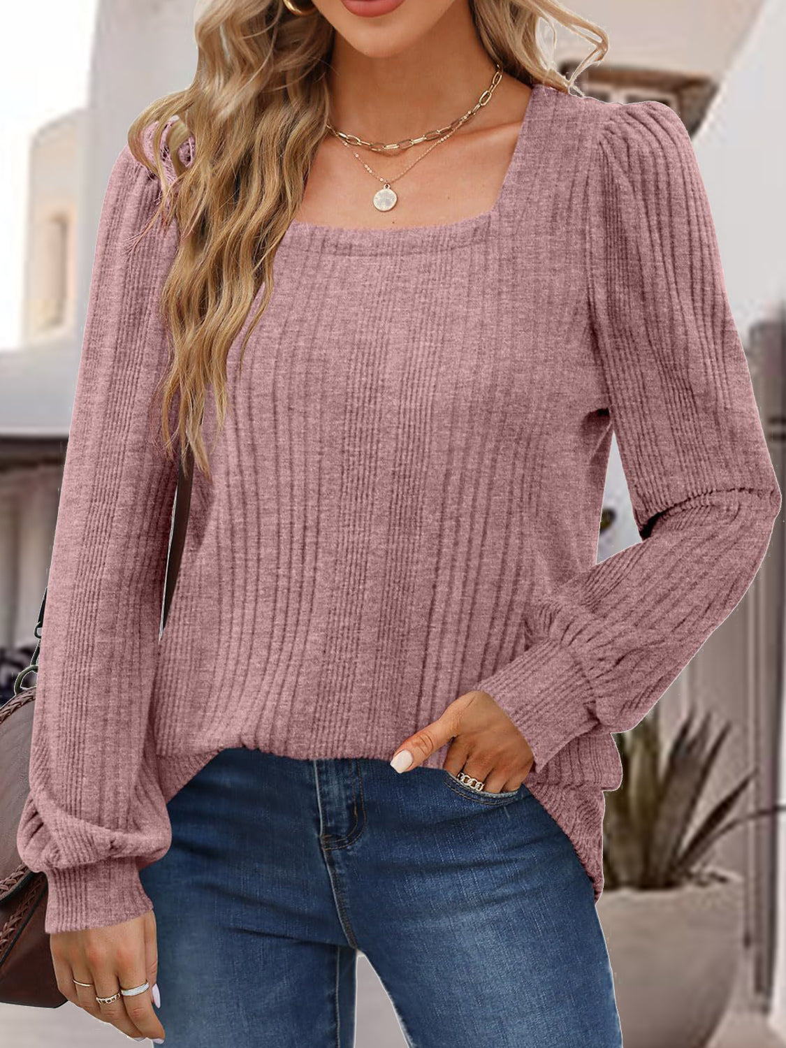 Ribbed Square Neck Top in 6 Colors