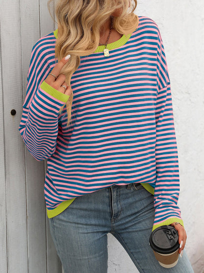 Striped Long Sleeve Sweater in 6 Colors