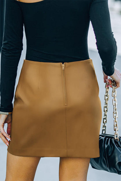 Asymmetrical Leather Mini Skirt - Olive Ave