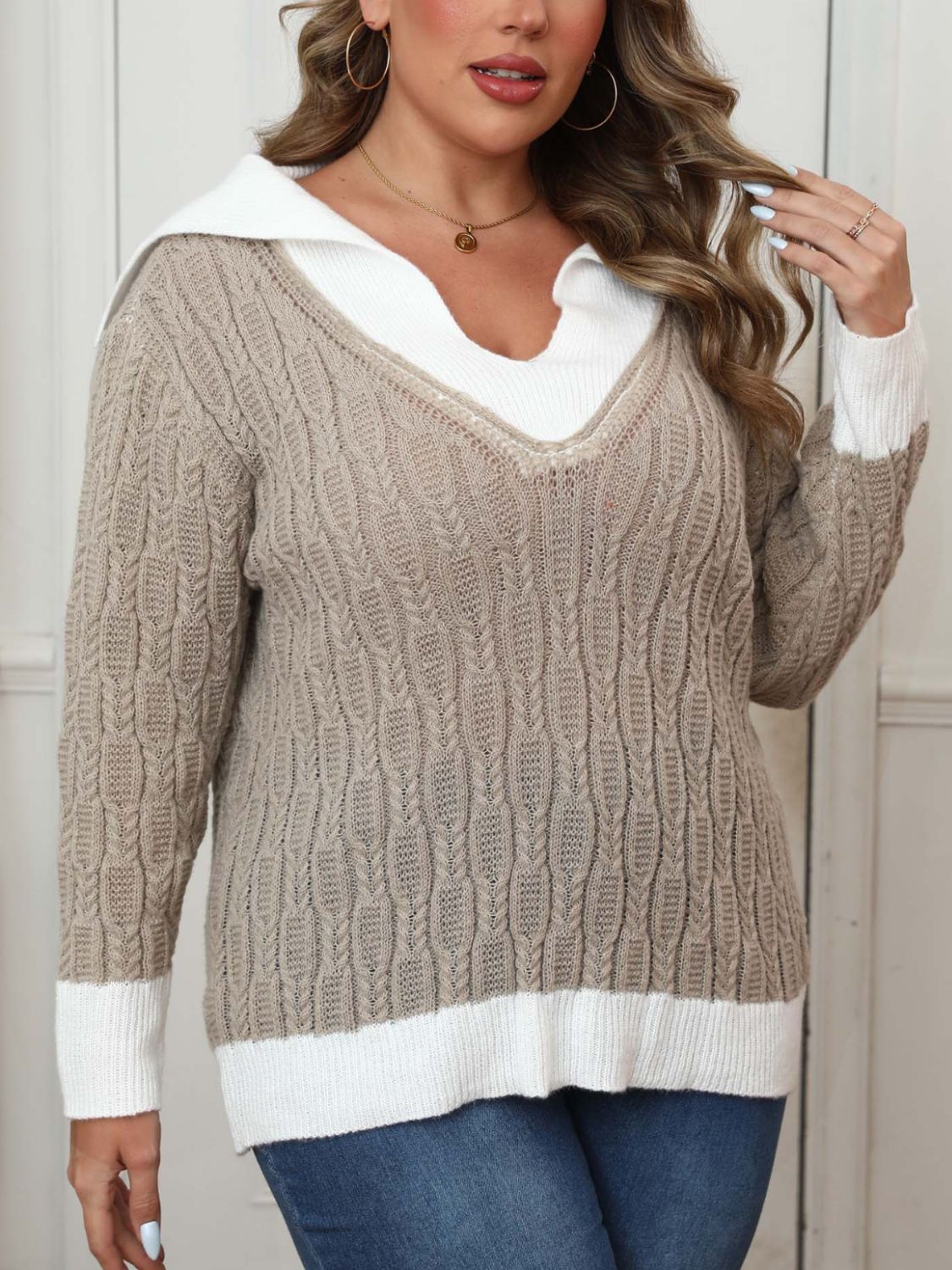 Plus Size Collared Sweater