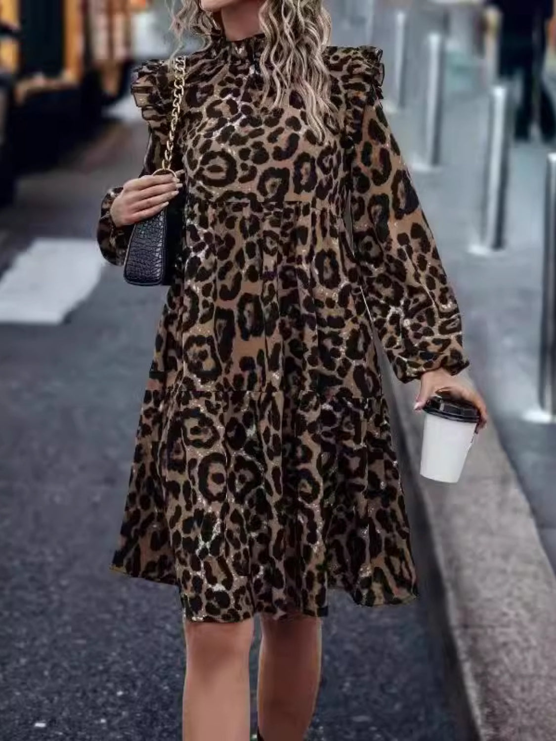 Ruffled Leopard Dress