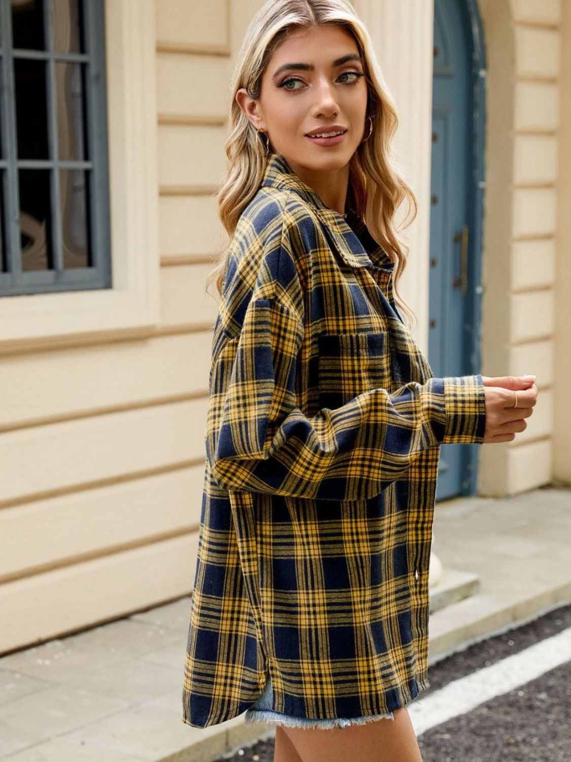 Plaid Collared Neck Long Sleeve Shirt in 8 Colors