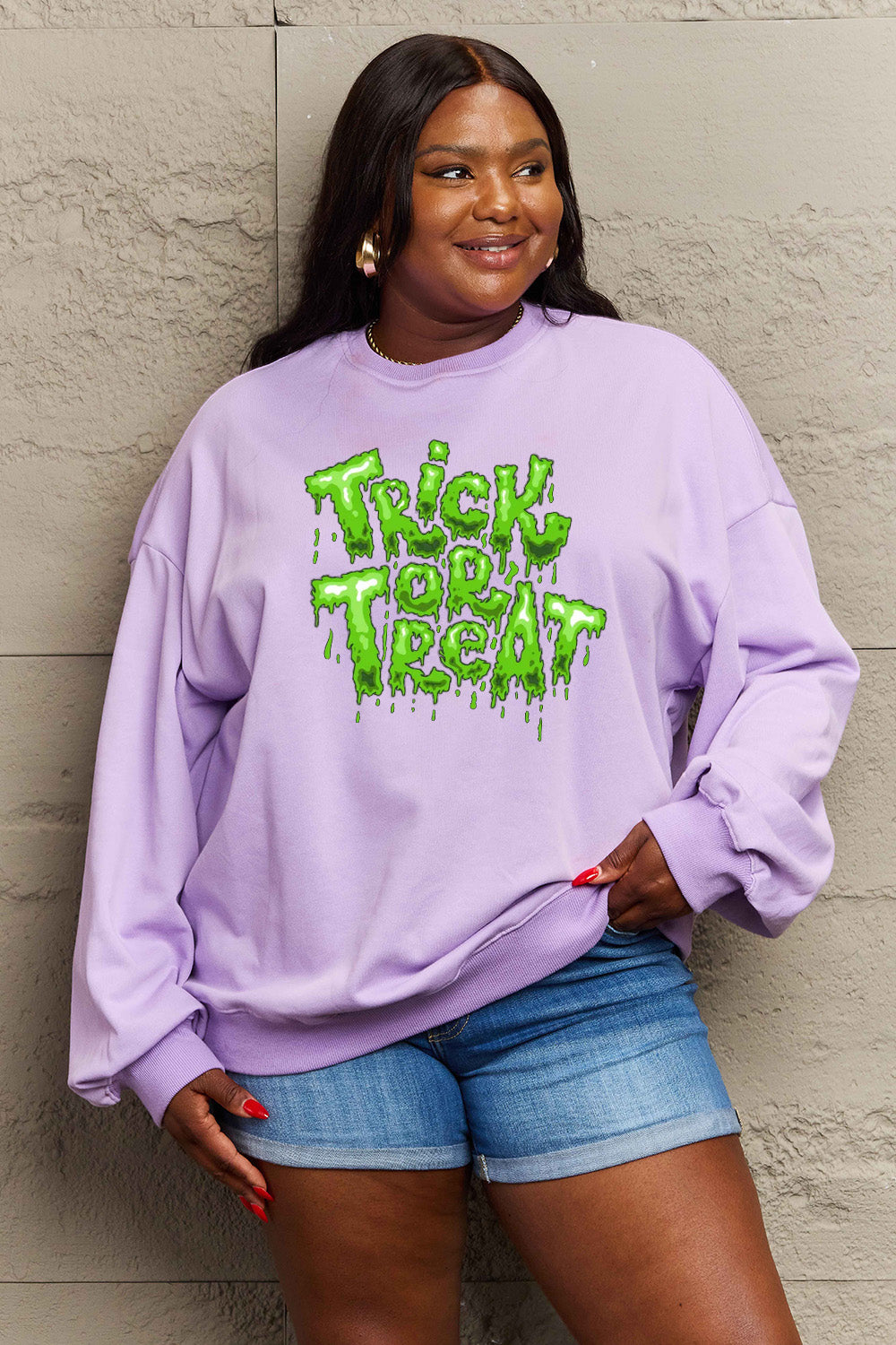 Full Size TRICK OR TREAT Graphic Sweatshirt in 6 Colors