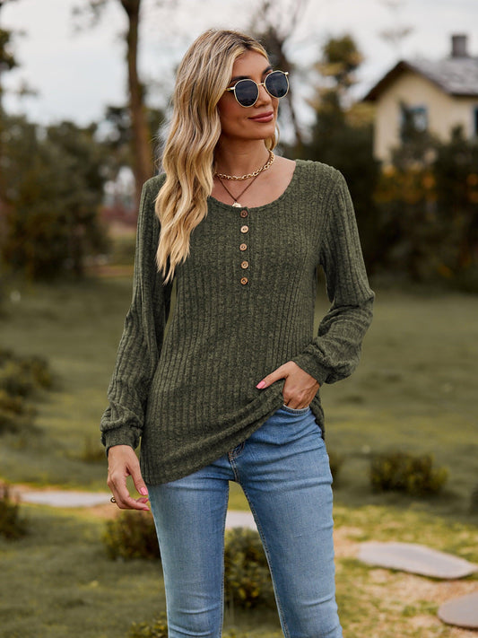 Button-Down Long Sleeve Top in 7 Colors - Olive Ave