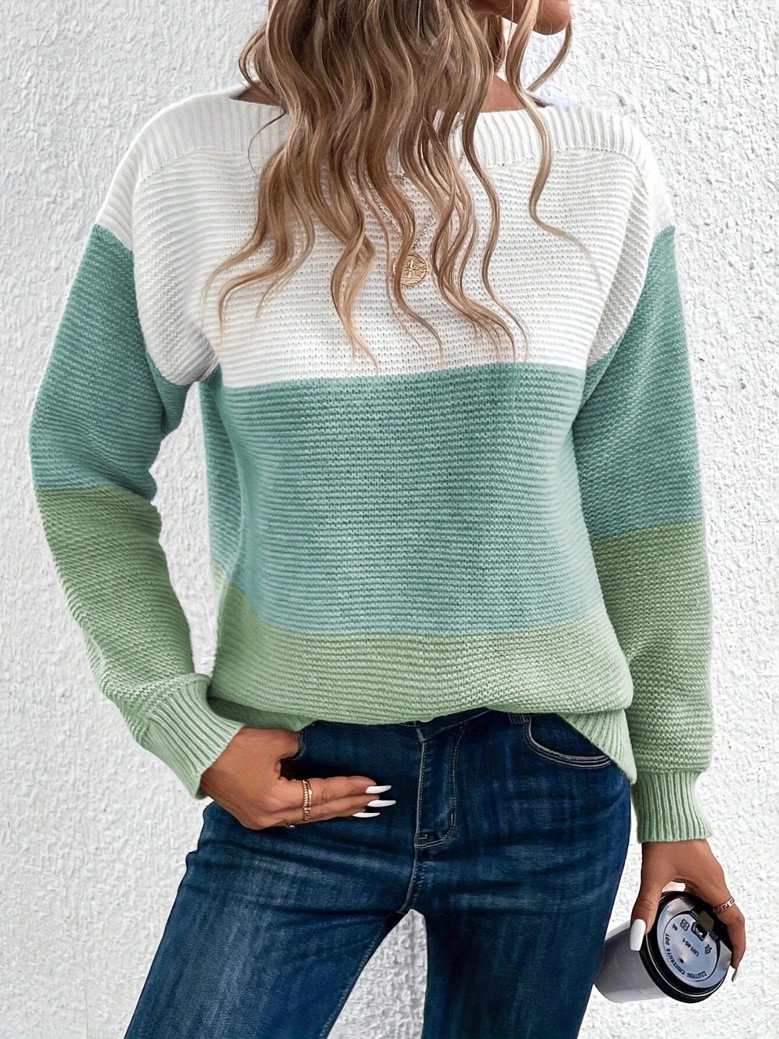 Color Block Boat Neck Sweater in 8 Colors