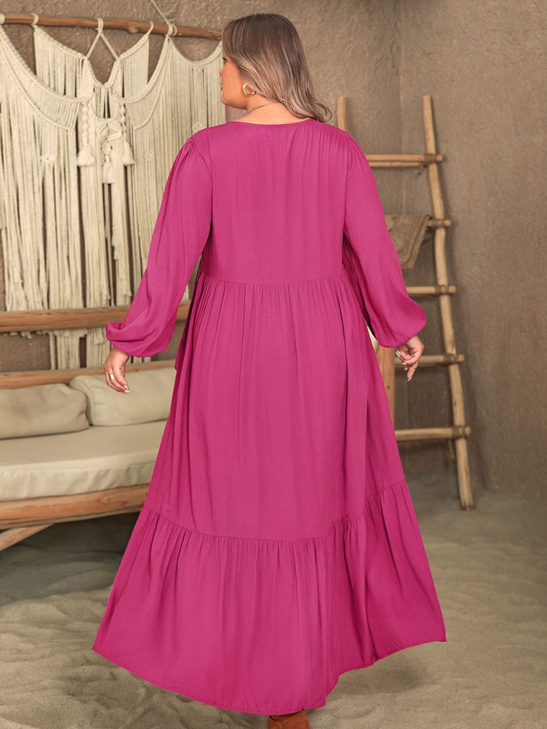 Plus Size Ruffled Long Sleeve Dress in 3 Colors