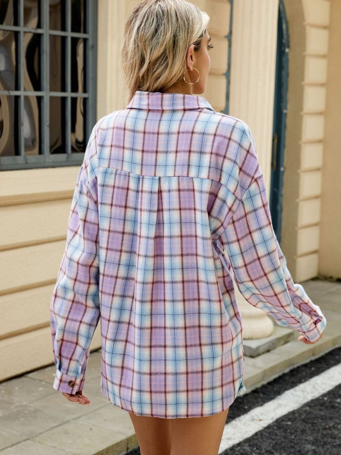 Plaid Collared Neck Long Sleeve Shirt in 8 Colors