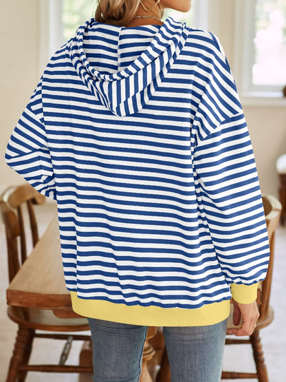 Drawstring Striped Hoodie in 6 Colors