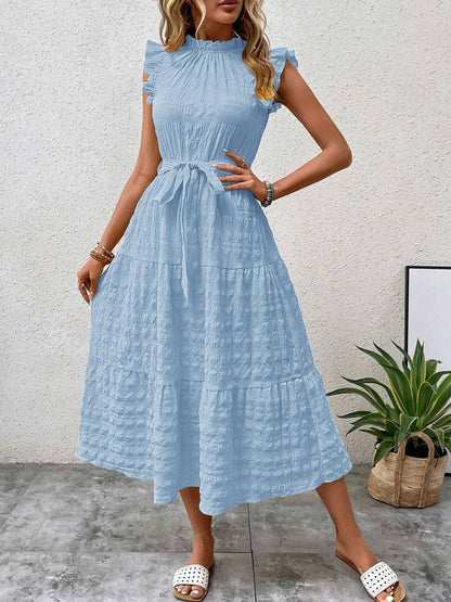 Tied Ruffled Midi Dress in 7 Colors