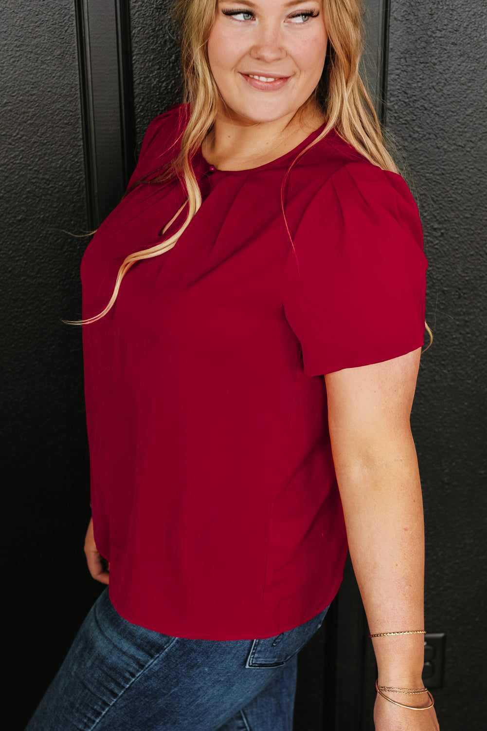 Plus Size Ruched Blouse in 2 Colors