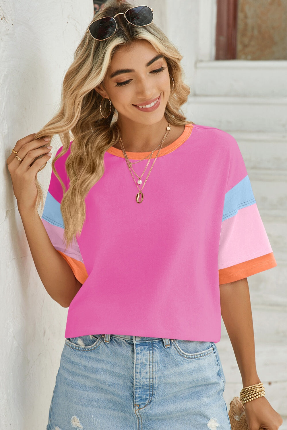 Color Block Half Sleeve T-Shirt in 4 Colors