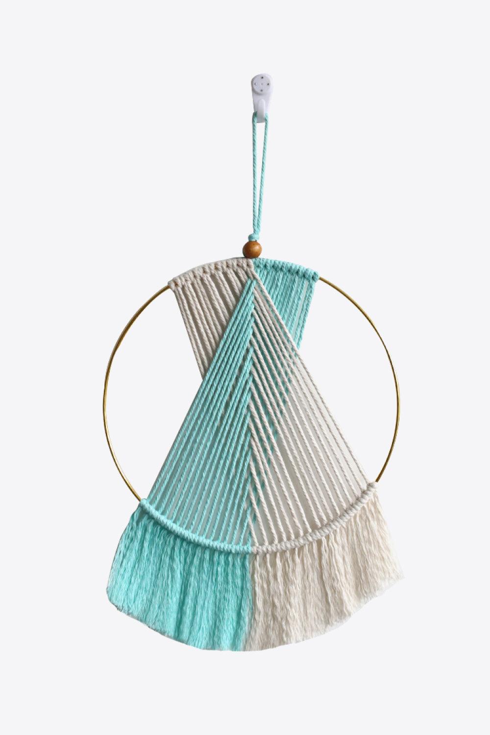 Contrast Fringe Round Macrame Wall Hanging - Olive Ave