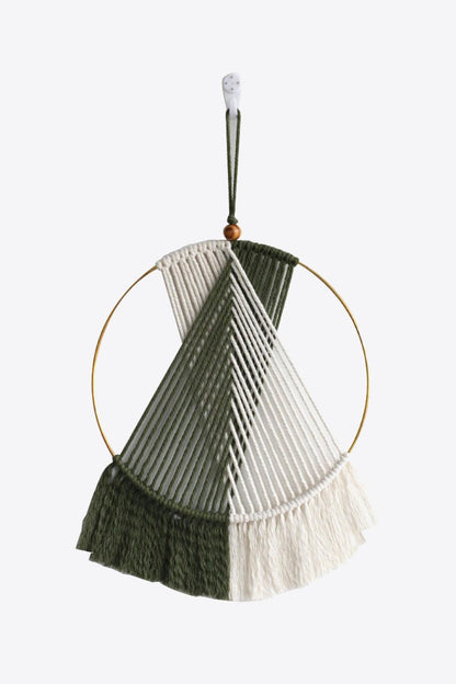 Contrast Fringe Round Macrame Wall Hanging - Olive Ave