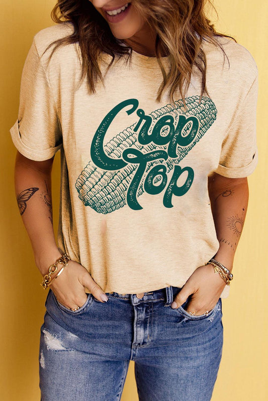 Corn Graphic Cuffed Tee - Olive Ave