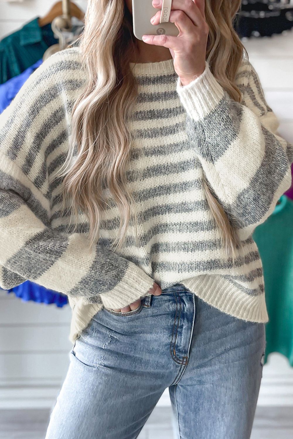 Striped Dropped Shoulder Sweater