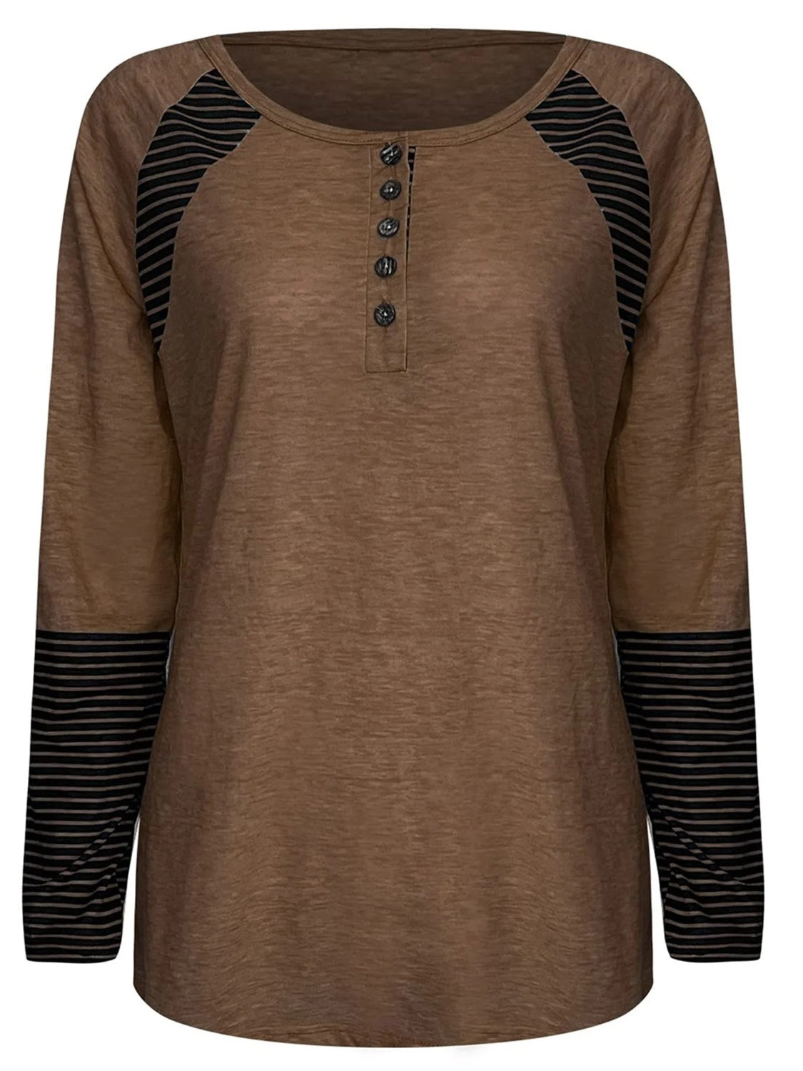 Full Size Striped Quarter Button Top in 6 Colors