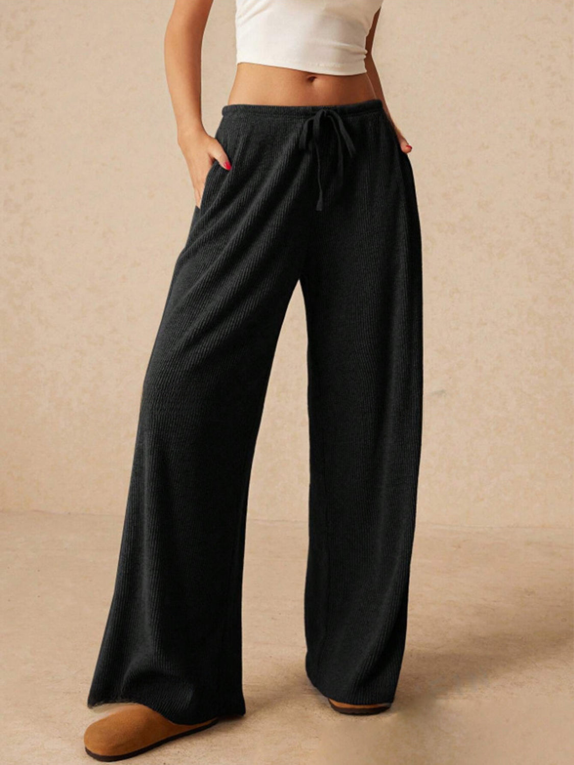 Ribbed Wide Leg Pants in 3 Colors